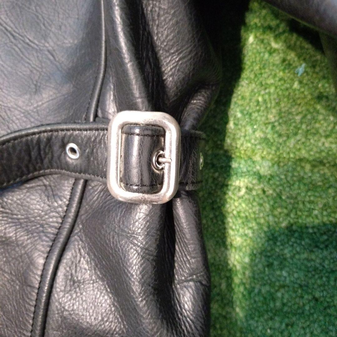 【日本製】ハロルズギア　レザーカーコート　シングル　牛革　肉厚　一点物