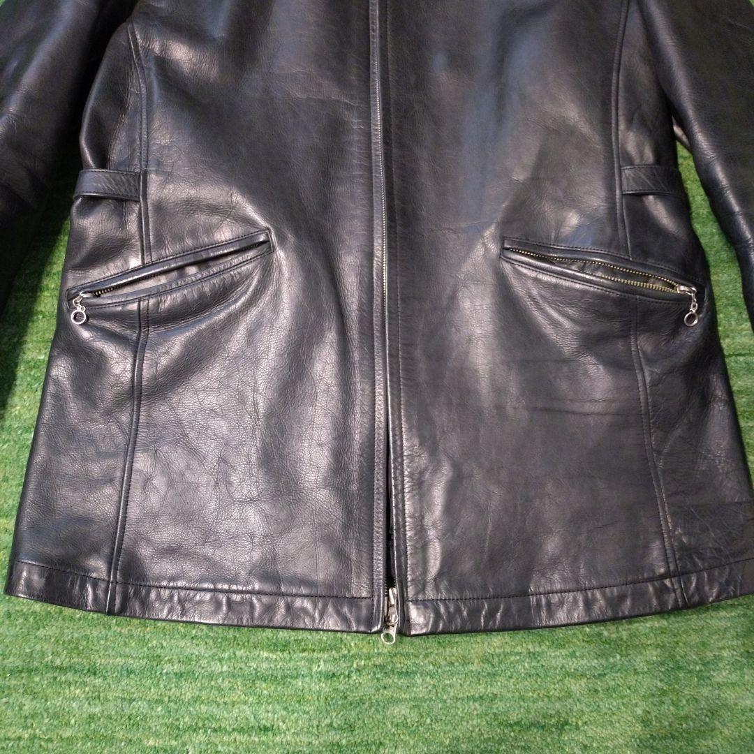 【日本製】ハロルズギア　レザーカーコート　シングル　牛革　肉厚　一点物