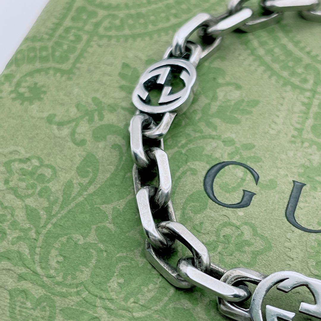 GUCCI　インターロッキング　ブレスレット　17号　シルバー チェーン