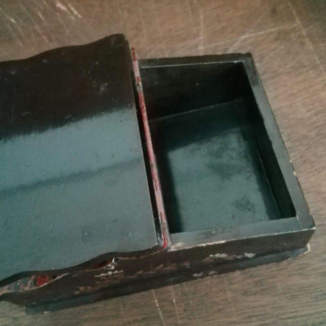 木製　手提げ箱　漆仕上げ　津軽塗　江戸　明治　和骨董　アンティーク