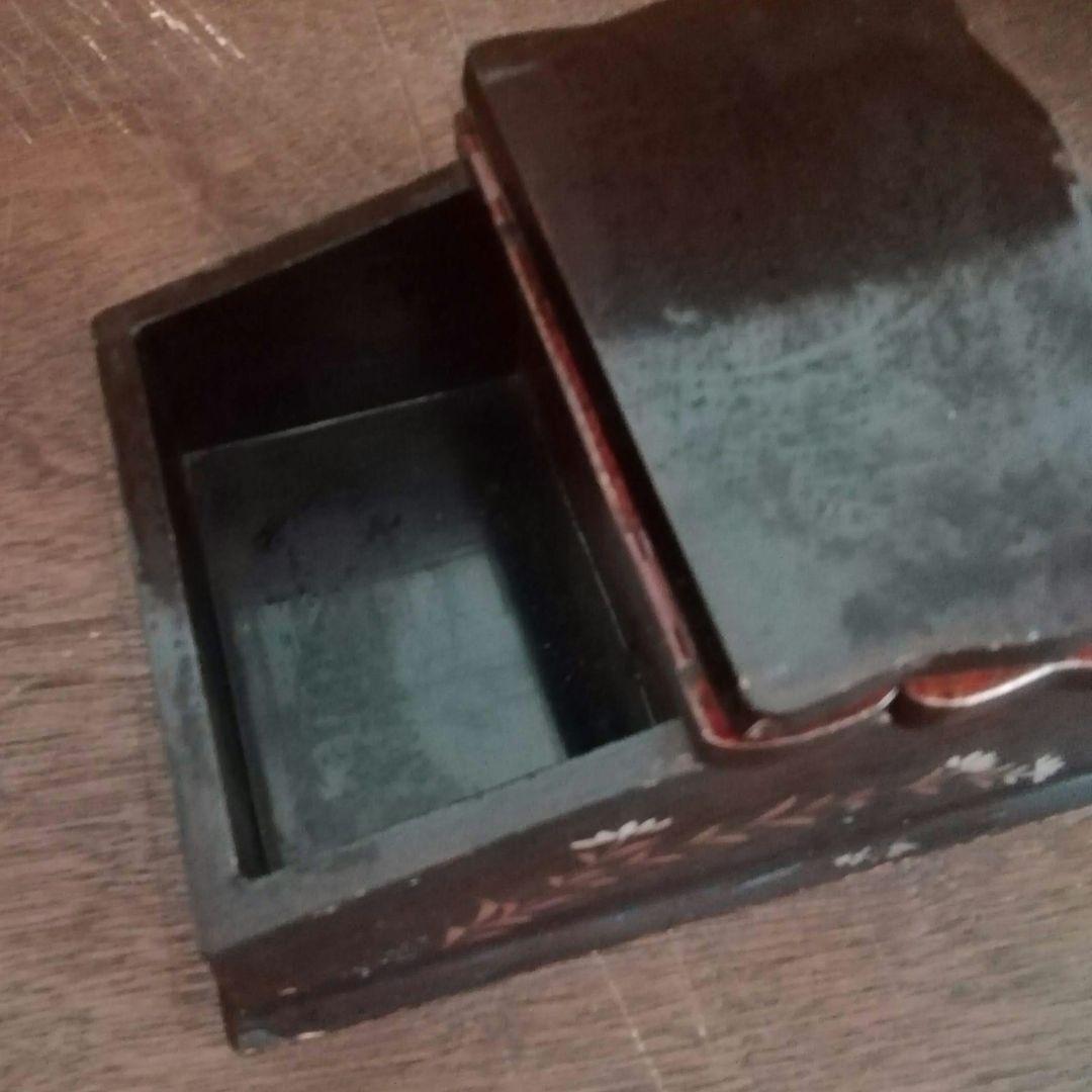 木製　手提げ箱　漆仕上げ　津軽塗　江戸　明治　和骨董　アンティーク