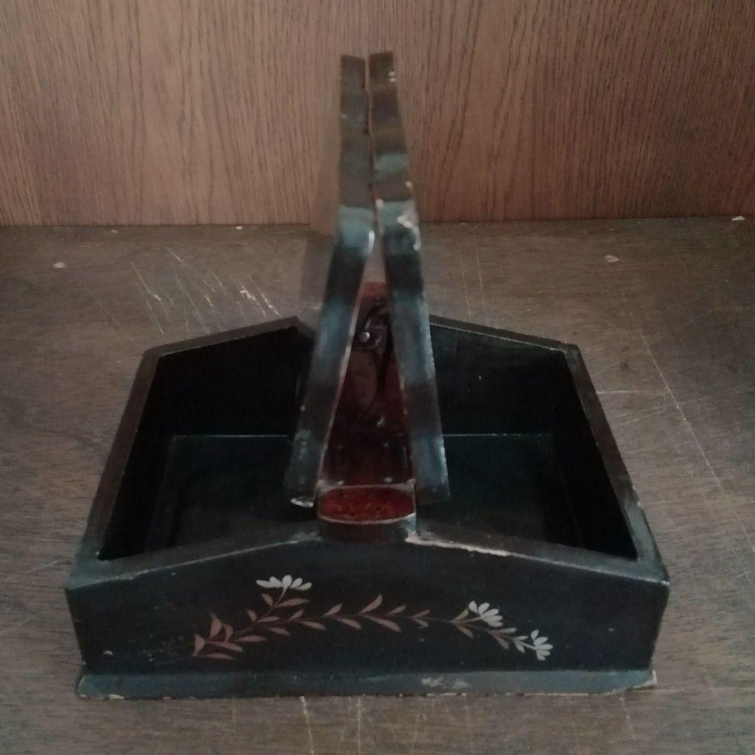 木製　手提げ箱　漆仕上げ　津軽塗　江戸　明治　和骨董　アンティーク