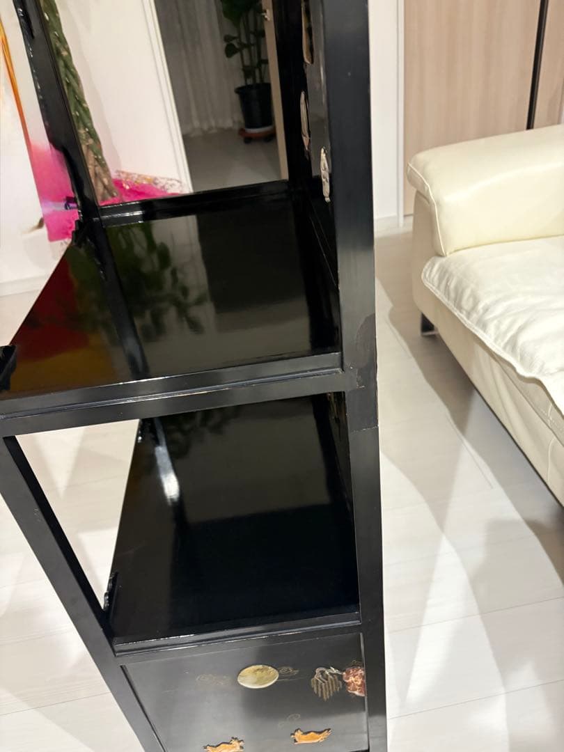 飾り棚 和製ビンテージ 花梨 カリン材 螺鈿 ラデン 象嵌 美しい 茶棚