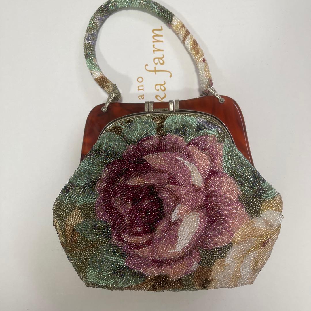 美品 総ビーズ ハンドバッグ 花柄 べっ甲　浴衣や