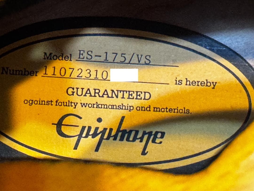 EPIPHONE 　エピフォン　ES-175 VS　サンバースト