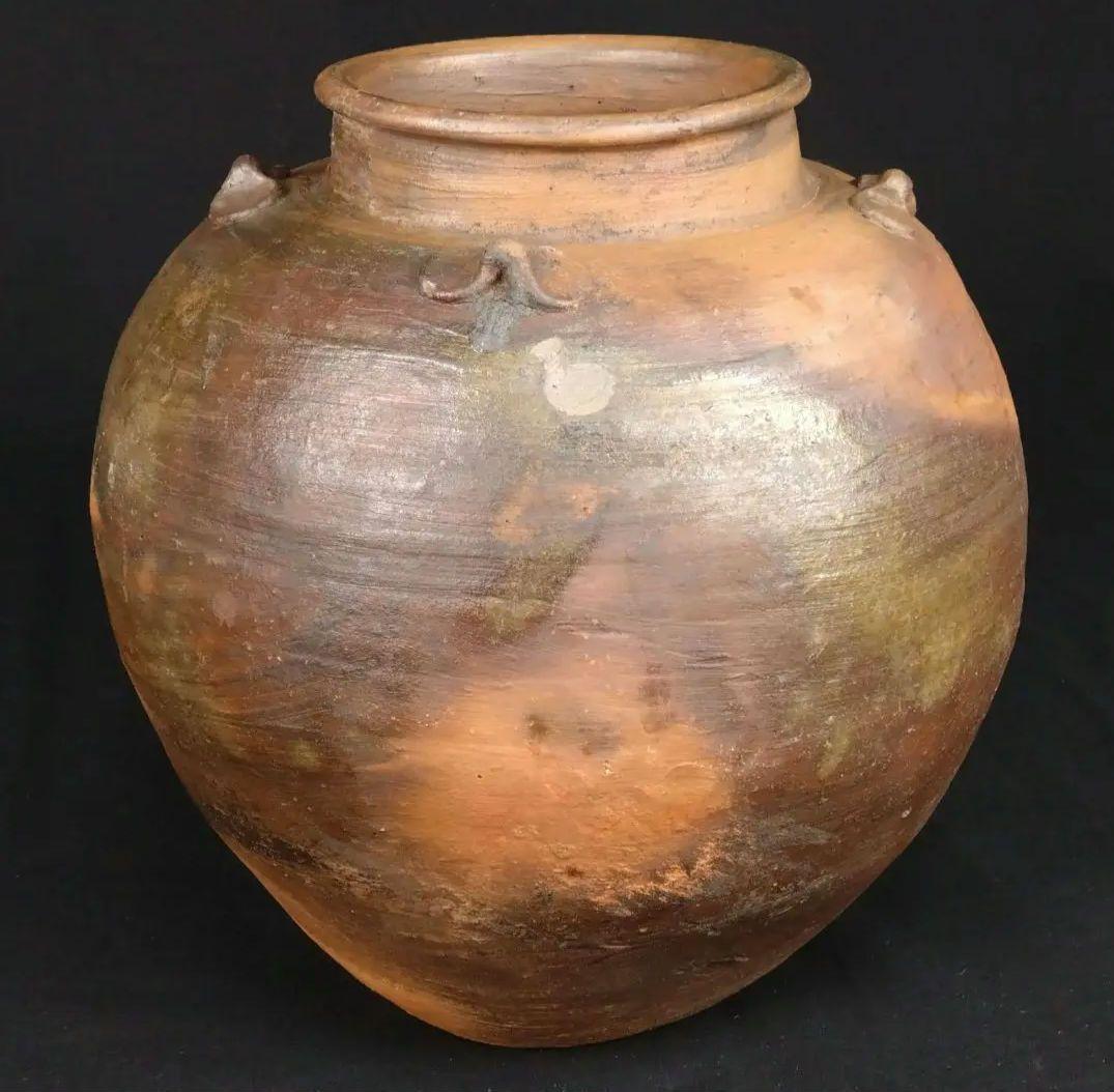 抜群 備前焼 古備前 窯変 四耳葉茶壺 桃山時代 骨董 古美術 茶道具 逸品