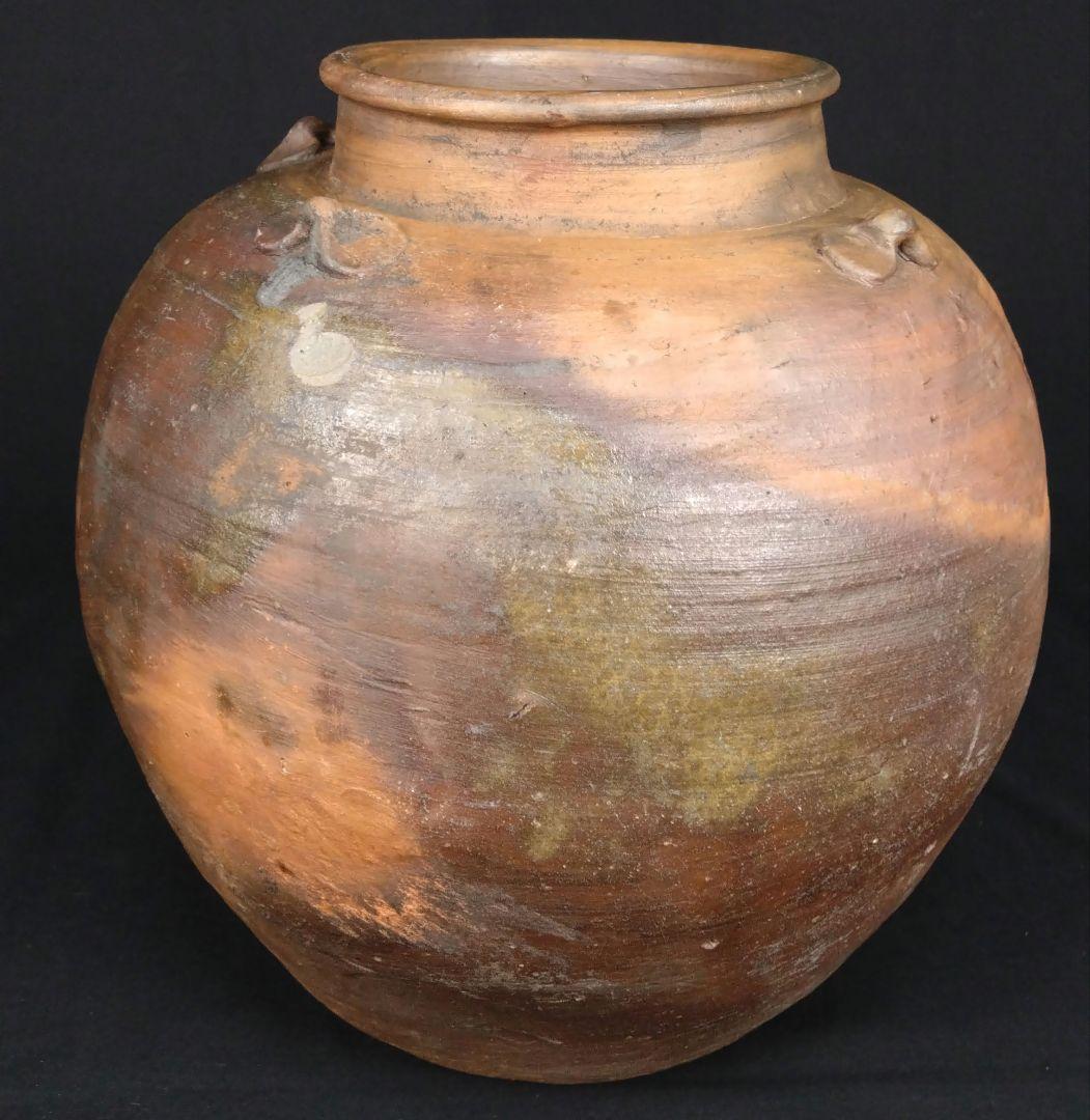 抜群 備前焼 古備前 窯変 四耳葉茶壺 桃山時代 骨董 古美術 茶道具 逸品