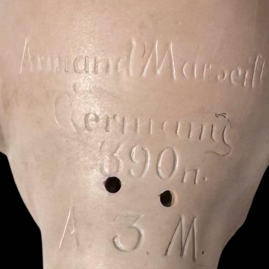 アンティーク ビスクドールアーモンド マルセル ホワイトドレス ボネ カメオ