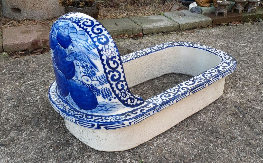 希少　古伊万里　染付　和式便器　蛸唐草　アンティーク　骨董　ディスプレイ　古民家