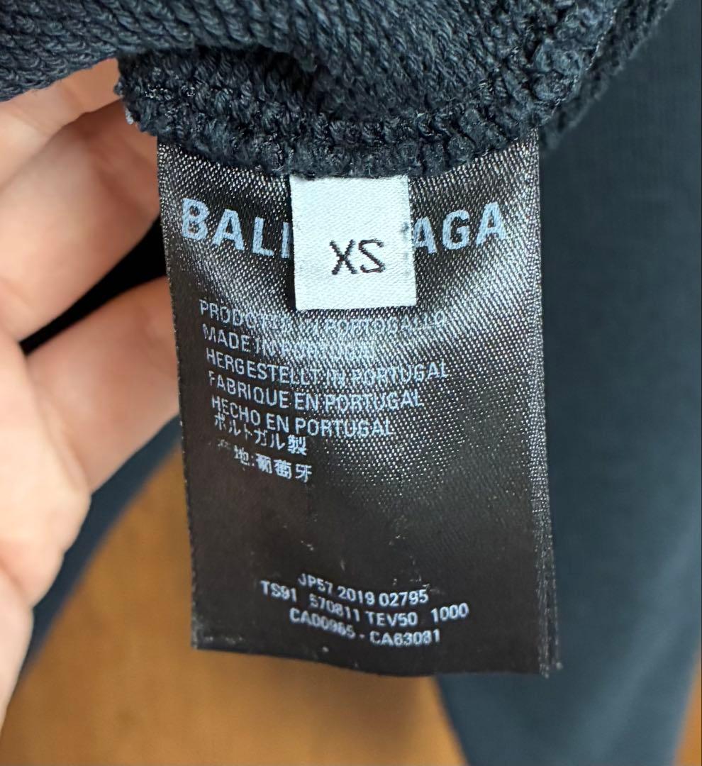 BALENCIAGA ネイビー パーカー XS レインボーロゴ