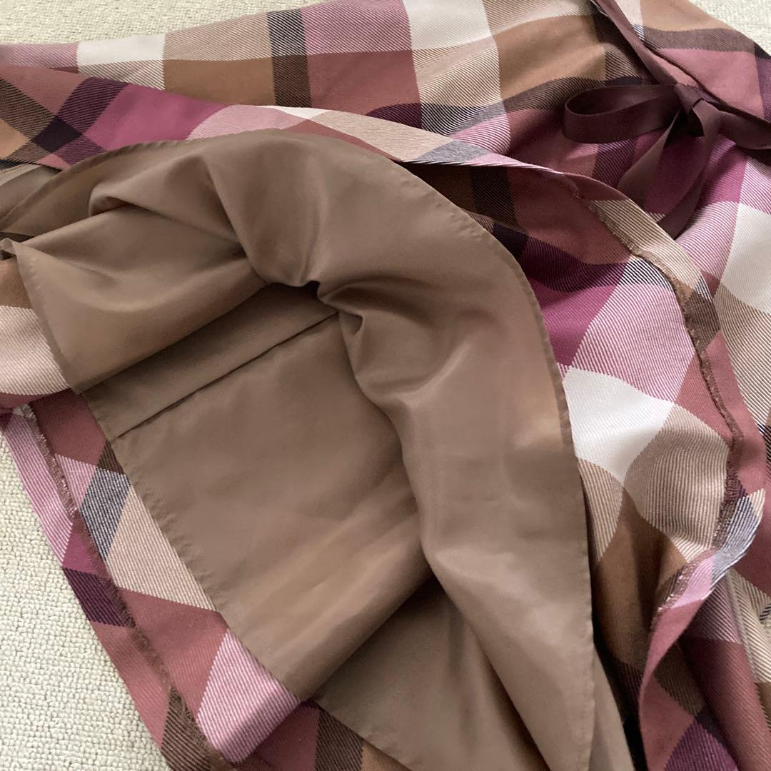 クレストブリッジ　チェックウールビエラスカート　38 ブルーレーベル　新品