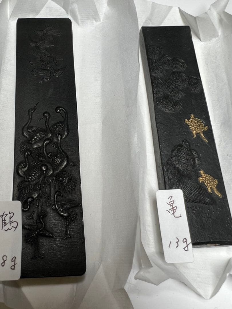 老舗稀少極上松煙鶴18g亀13g 未使用鑑賞銘墨超得で！