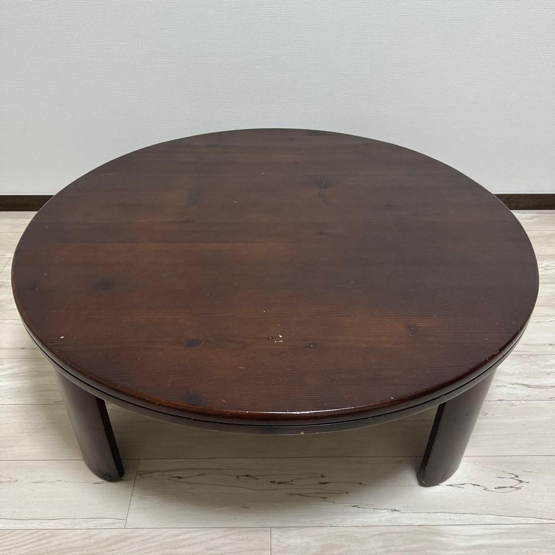 昭和レトロ　ちゃぶ台　テーブル　丸　折り畳み　大きめ　茶色