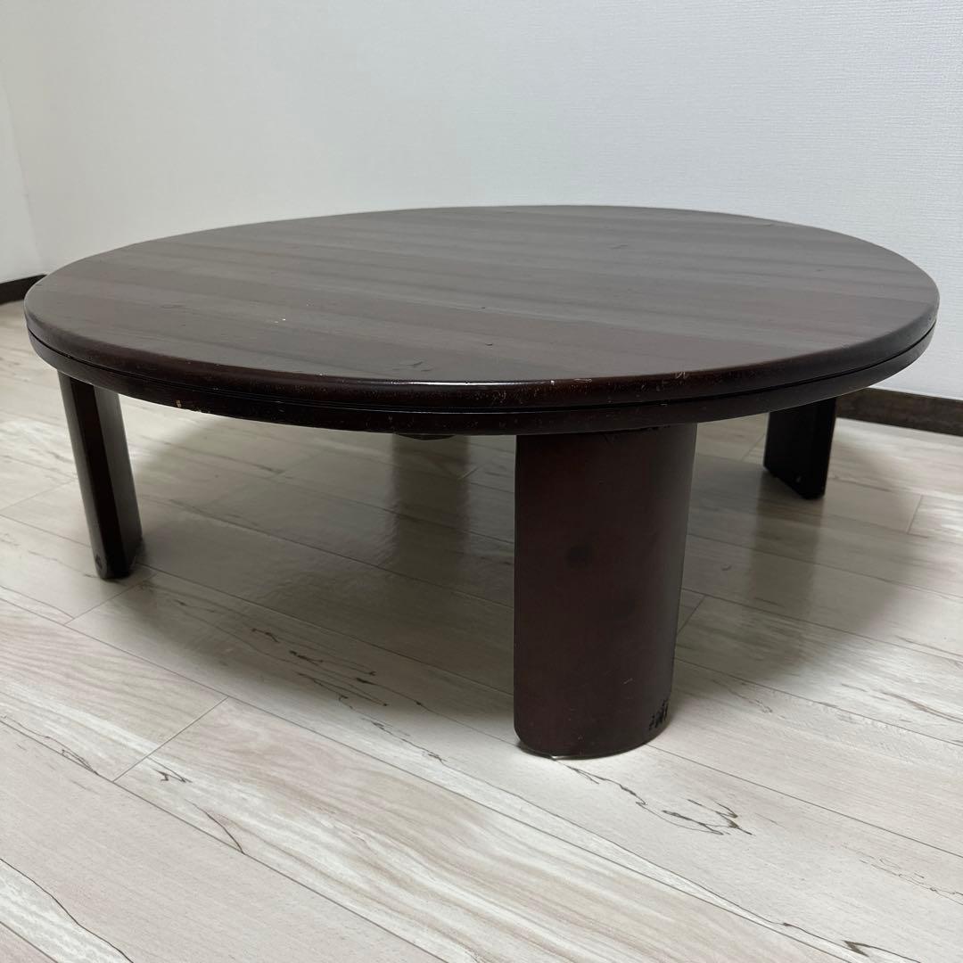 昭和レトロ　ちゃぶ台　テーブル　丸　折り畳み　大きめ　茶色