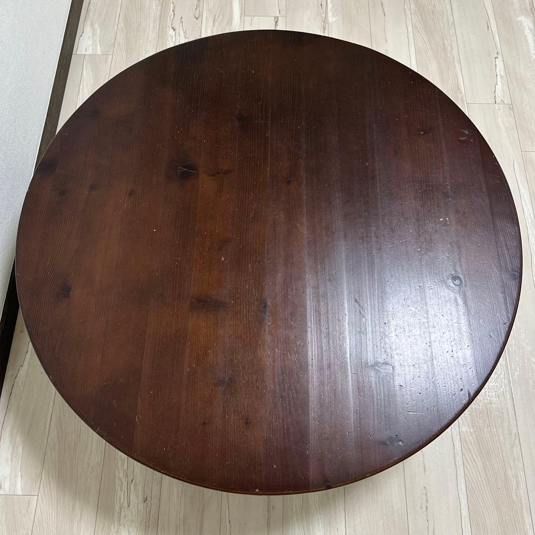 昭和レトロ　ちゃぶ台　テーブル　丸　折り畳み　大きめ　茶色
