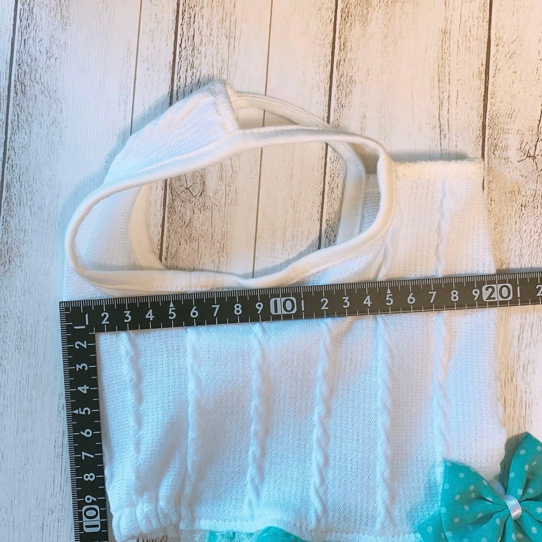 687→姫キャミワンピ/ブルーグリーン/MSサイズ/犬服/ハンドメイド犬服