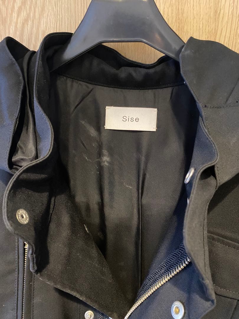 Sise ブラック ジャケット フード付き