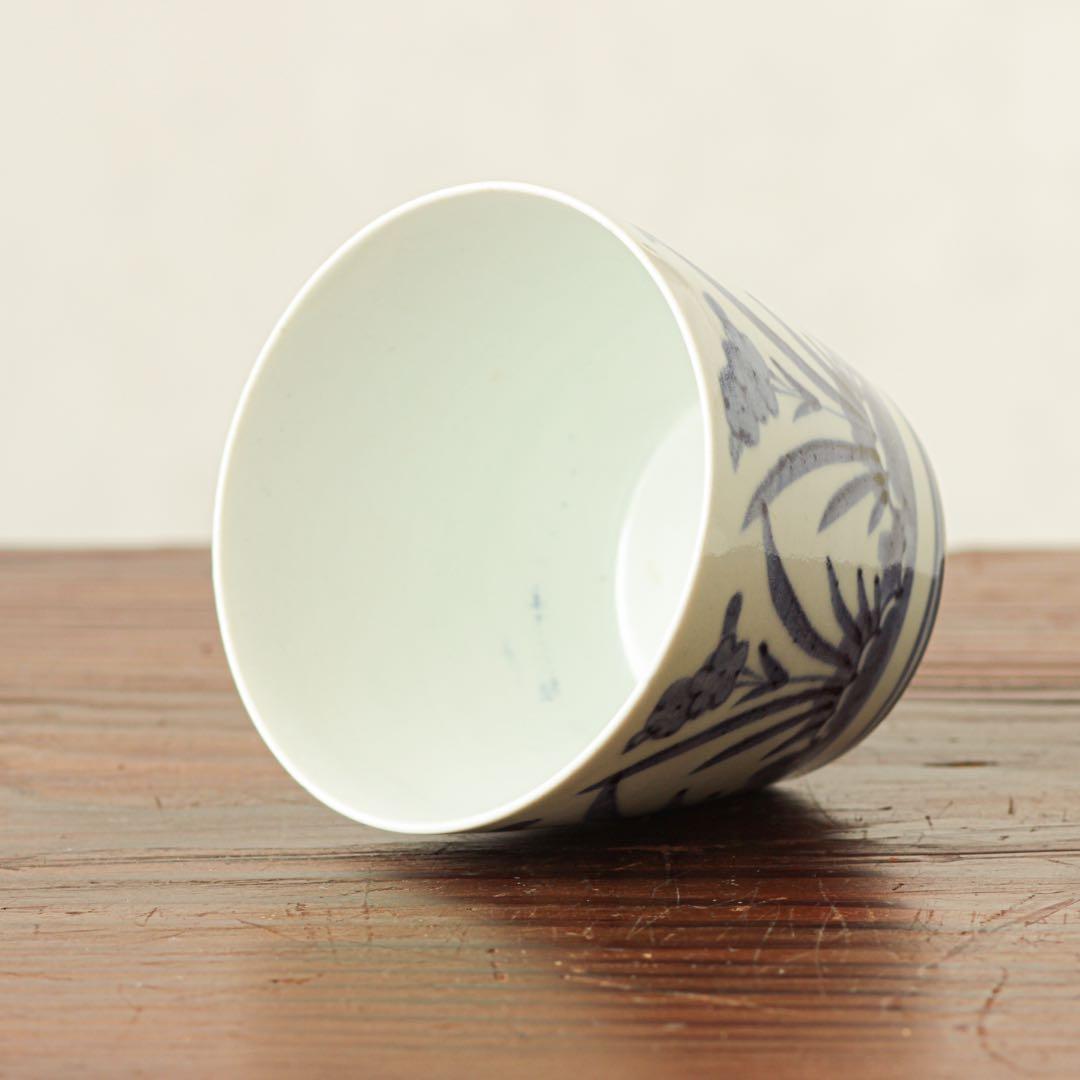 古伊万里　伊万里　江戸　中期　花文様　菖蒲　水仙　大きな!!　蕎麦猪口　染付