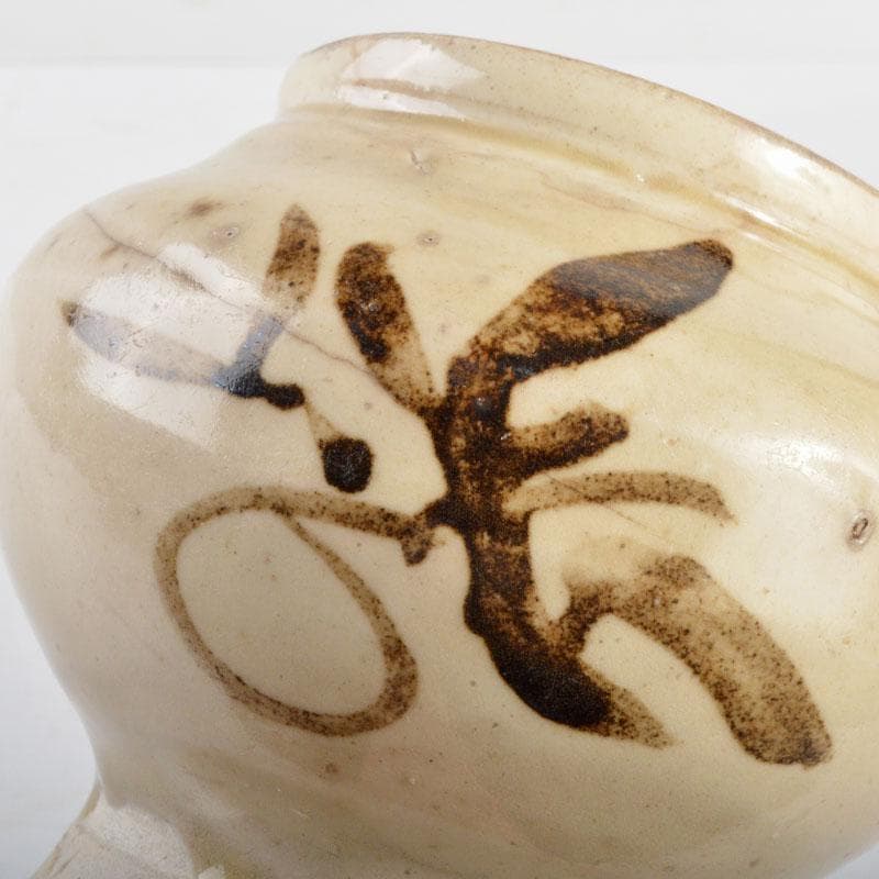 中国　宋　磁州窯　鉄絵　草文　蓋壷　時代箱付　M　R4797