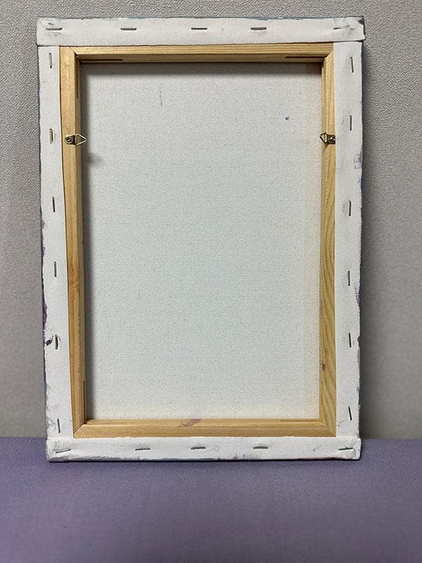 アクリルアート「赤い江戸切子と桔梗、撫子」１点物、手描き、真筆。