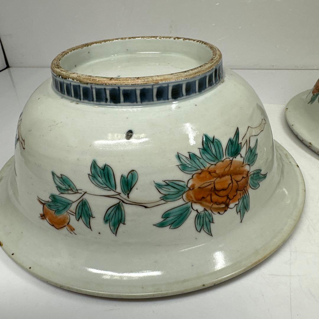 古伊万里　赤絵大鉢　２客　幅約22.8㎝　タサチ　東さ7-0420④