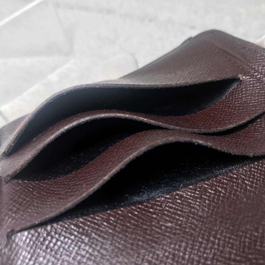 ルイヴィトン　ダミエコンパクトジップ　二つ折りラウンドファスナー　ブラウン