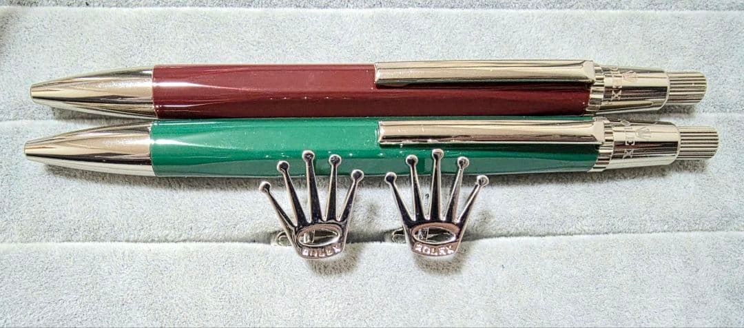 ロレックス　ボールペン2本・カフスセット　グリーン・レッド　新品