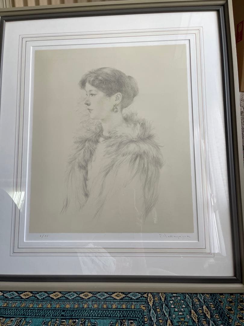 値下げあり‼️半額‼️中山忠彦オリジナルリトグラフ「サロンにて」