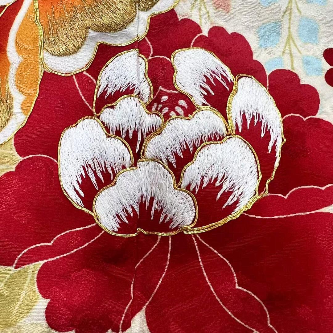 【美品】振袖セット 成人式 正絹 古典柄 振袖 ベージュ 172 ●