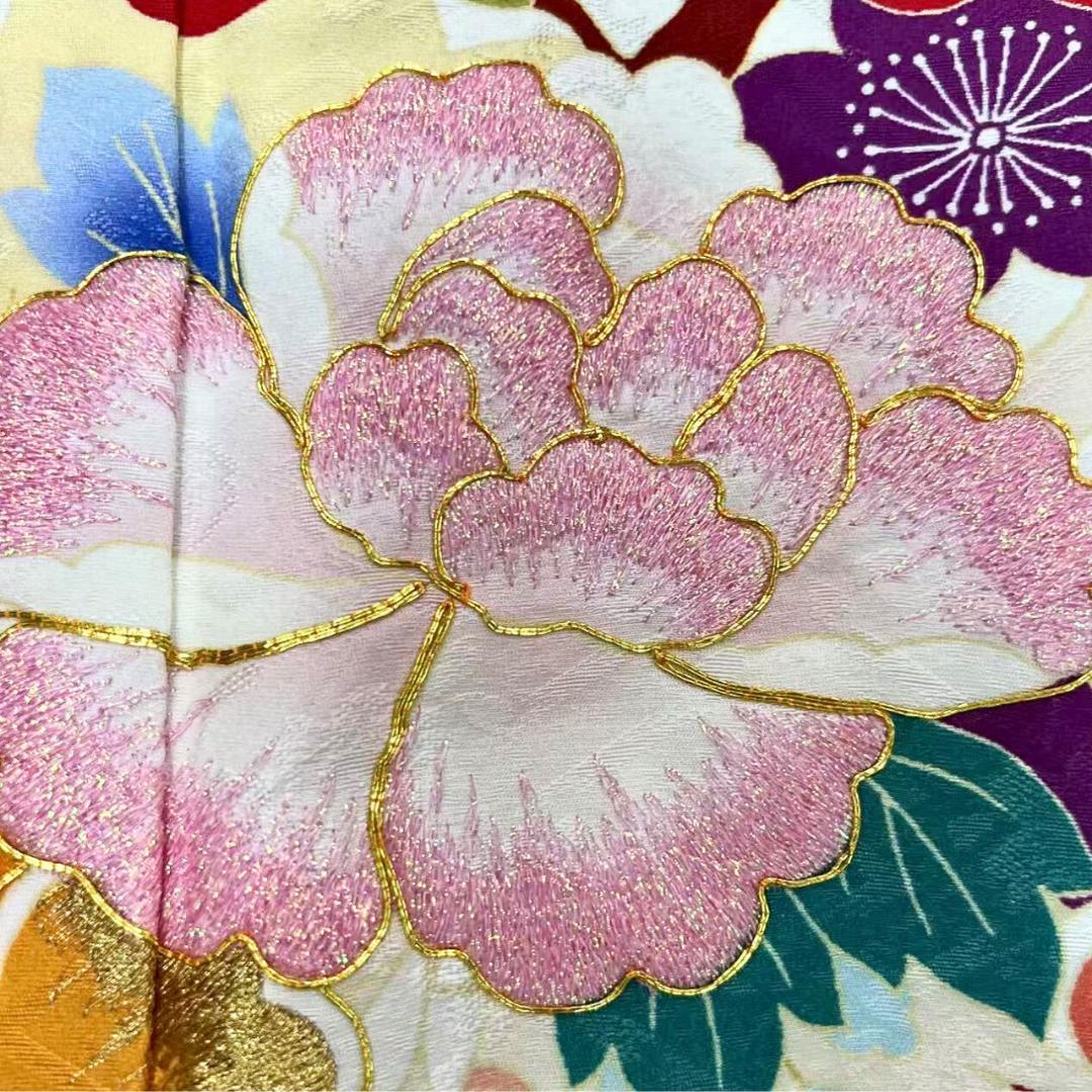 【美品】振袖セット 成人式 正絹 古典柄 振袖 ベージュ 172 ●