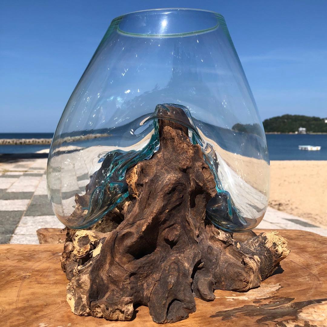 流木ガラス オブジェ超特大D 花瓶 金魚鉢 水槽 テラリウム 観賞魚 メダカ容器