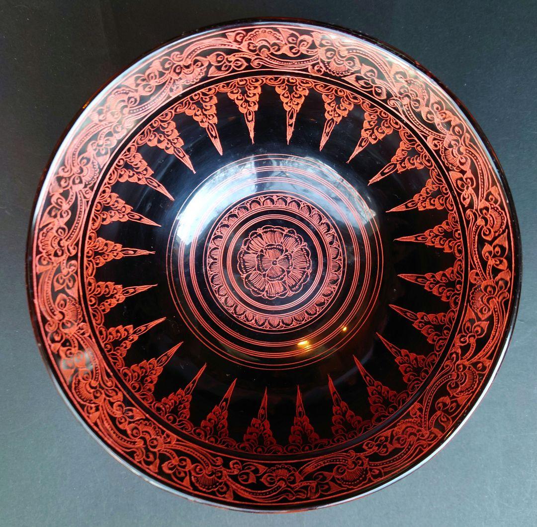 美術漆器　鳥獣蒟醤　きんま　アンティーク　細密　漆塗り　タイ・ミャンマー