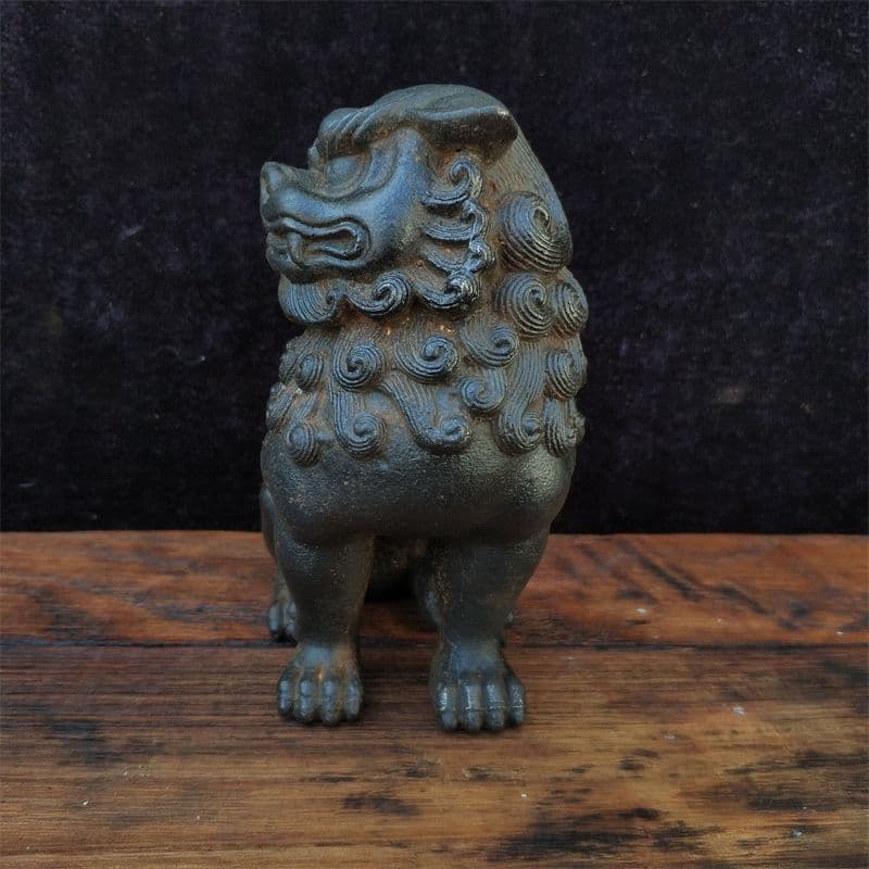 鉄器 獅子 一対瑞獣 応接間 書斎茶舎 鎮宅 辟邪 開運風水 招財 置物 工芸品