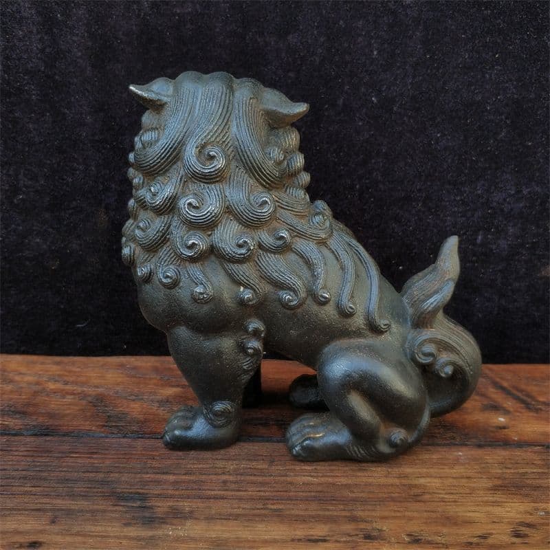 鉄器 獅子 一対瑞獣 応接間 書斎茶舎 鎮宅 辟邪 開運風水 招財 置物 工芸品