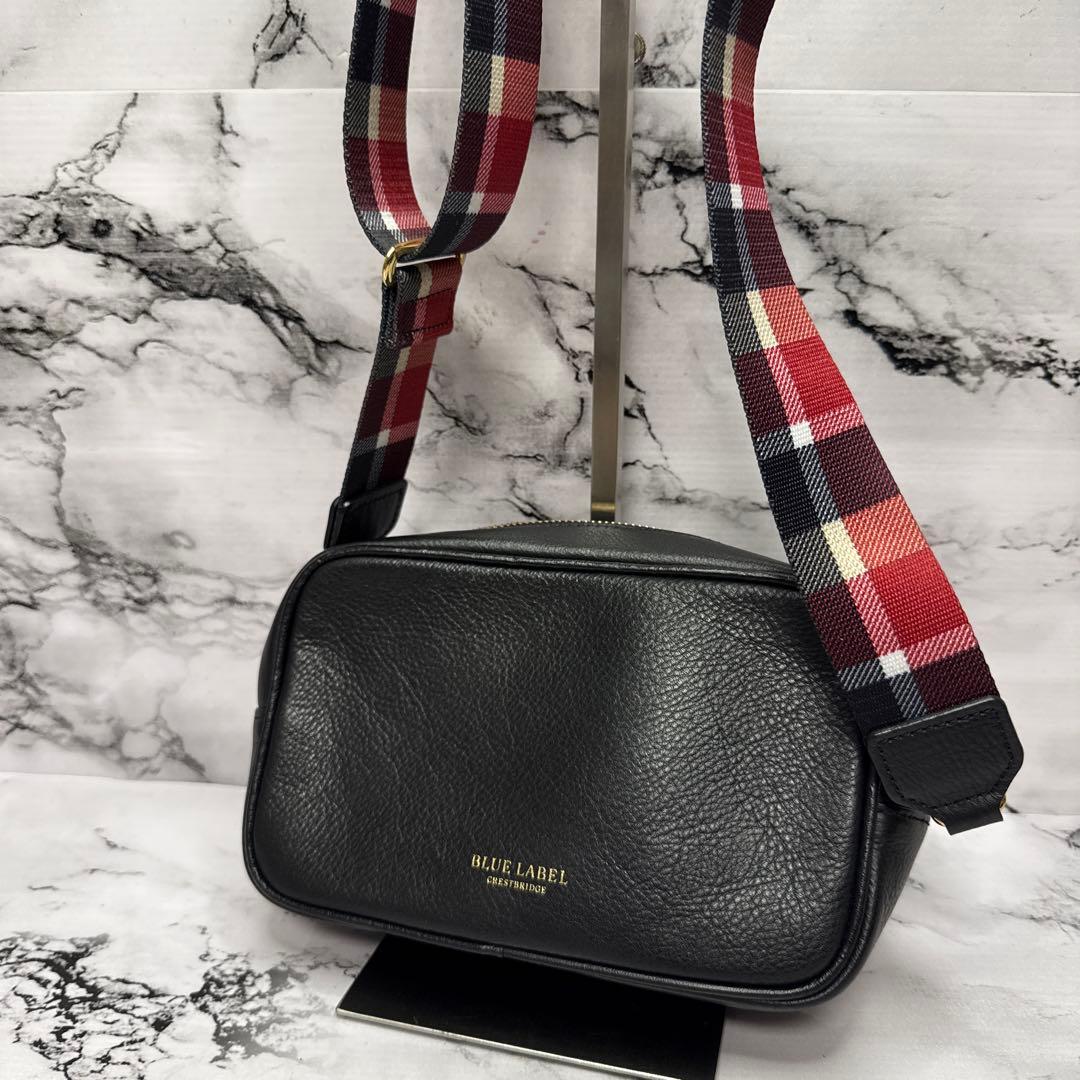 (美品)大人気、ブルーレーベル、カメラバッグ、オールレザー、シボ革、人気色、金