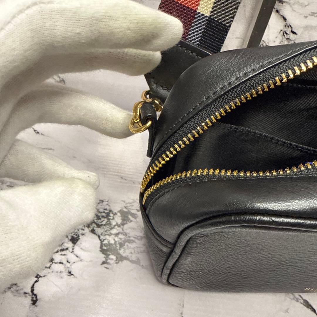 (美品)大人気、ブルーレーベル、カメラバッグ、オールレザー、シボ革、人気色、金