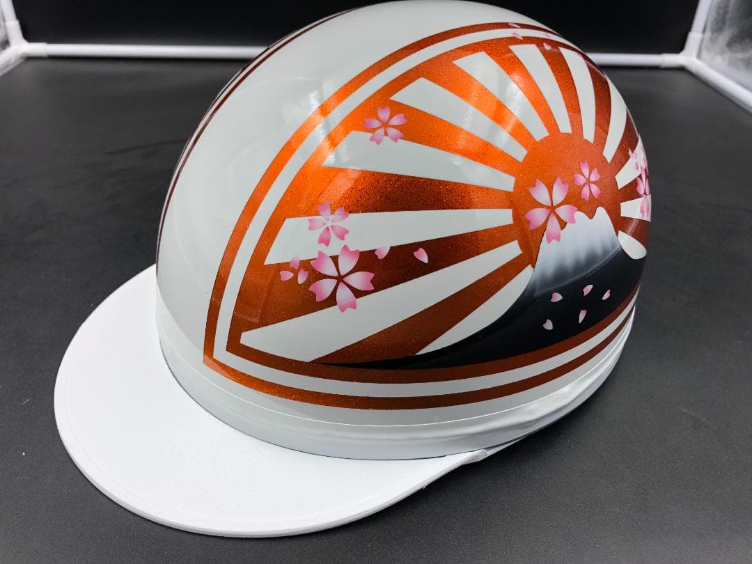 コルク半　カスタム　富士日章　三つボタン　ホワイトオレンジ　ラメ　桜　高級クリヤ