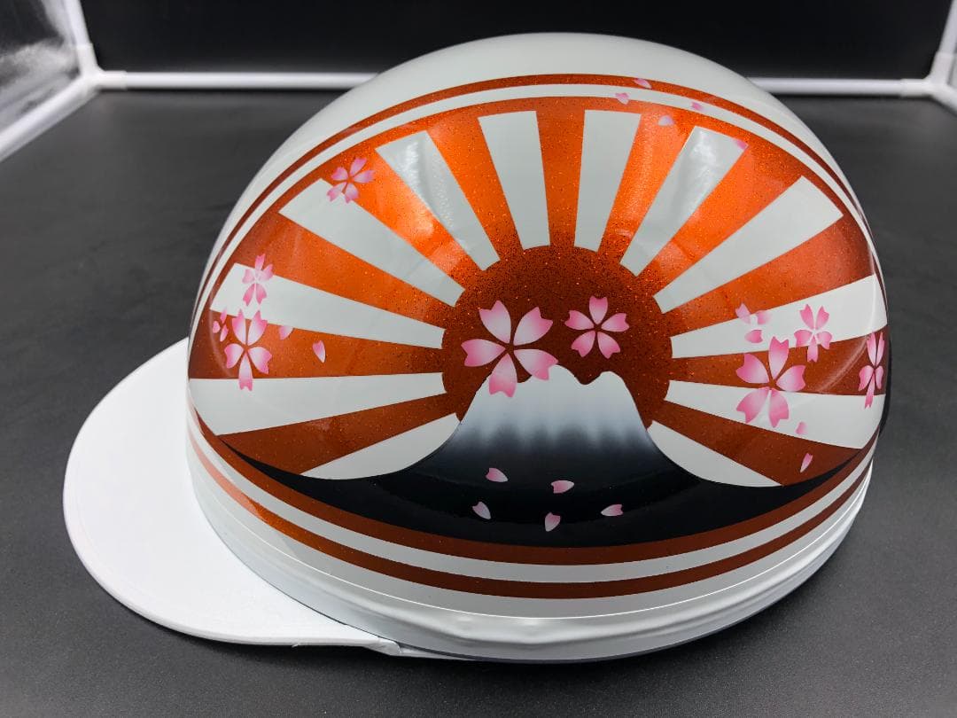 コルク半　カスタム　富士日章　三つボタン　ホワイトオレンジ　ラメ　桜　高級クリヤ