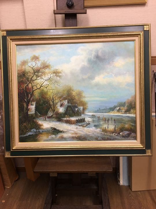 絵画 油絵肉筆画  直筆ヨーロツバ絵画パノラマ冬景画手描き