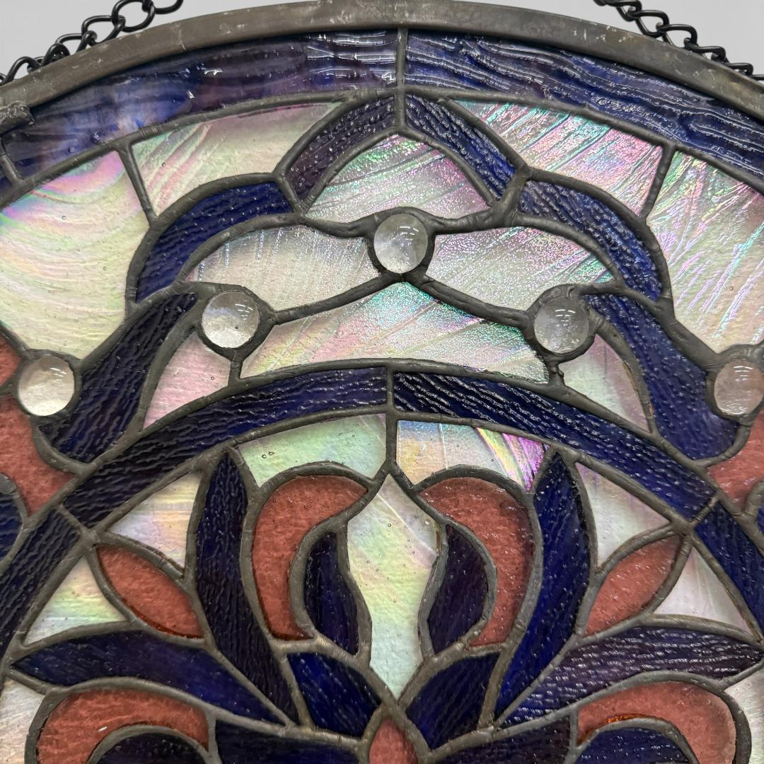 【大型45cm】ヴィンテージ ステンドグラス サンキャッチャー 壁掛け