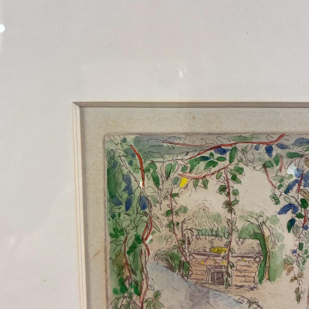 山本容子「Cafe」エッチング+手彩色 1990年 直筆サイン入 額縁入 限定品