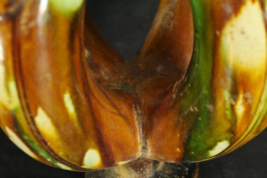 中国美術 唐三彩 双龍耳 鶏頭 瓶 高30cm 希少(LC242)