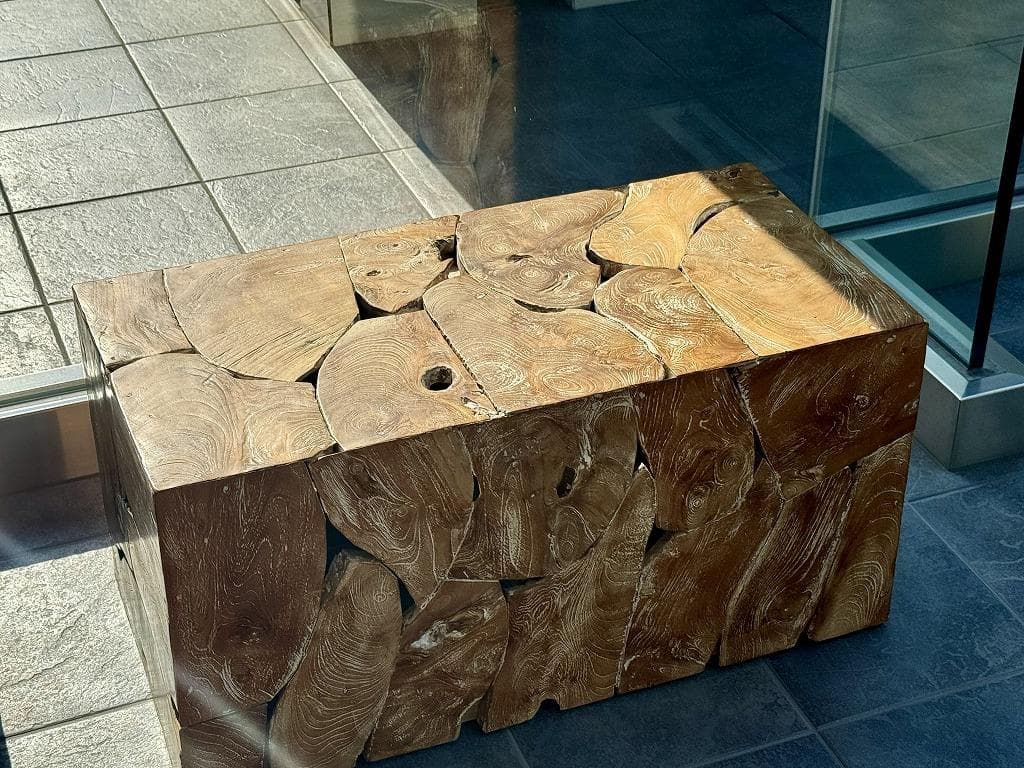 売約済み　チーク無垢材 ブロックベンチ 長椅子 シャビー チェア 銘木家具