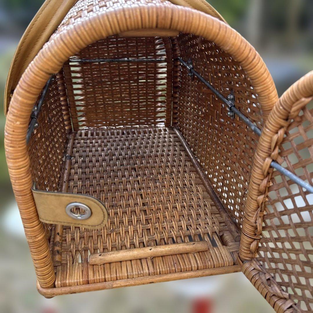 ラタン籐　ペット用キャリーバッグ ペットキャリー