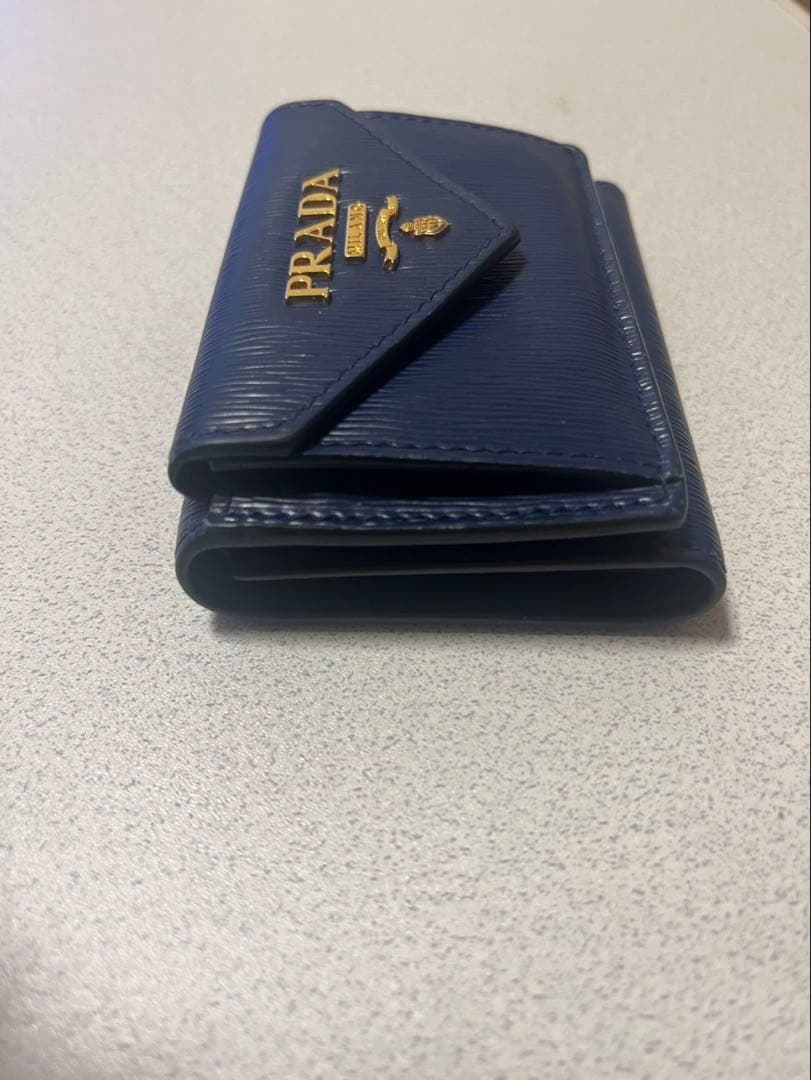 PRADA財布 VITELLO MOVE ブルー ゴールド