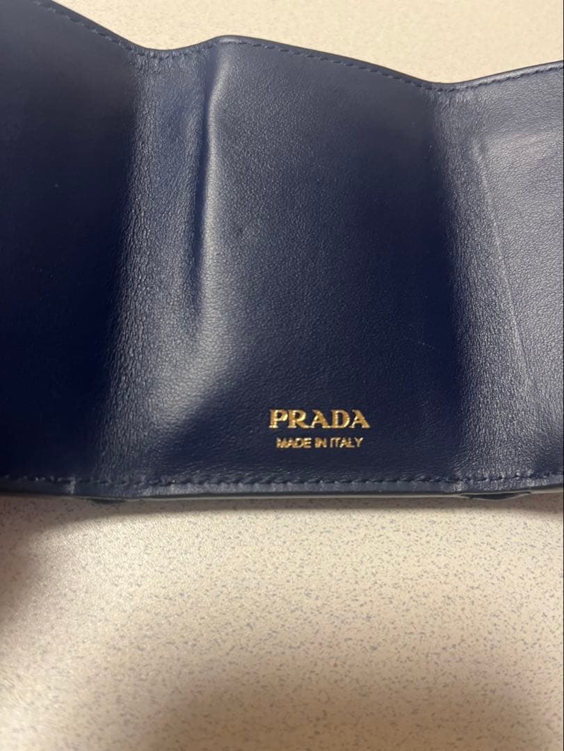 PRADA財布 VITELLO MOVE ブルー ゴールド