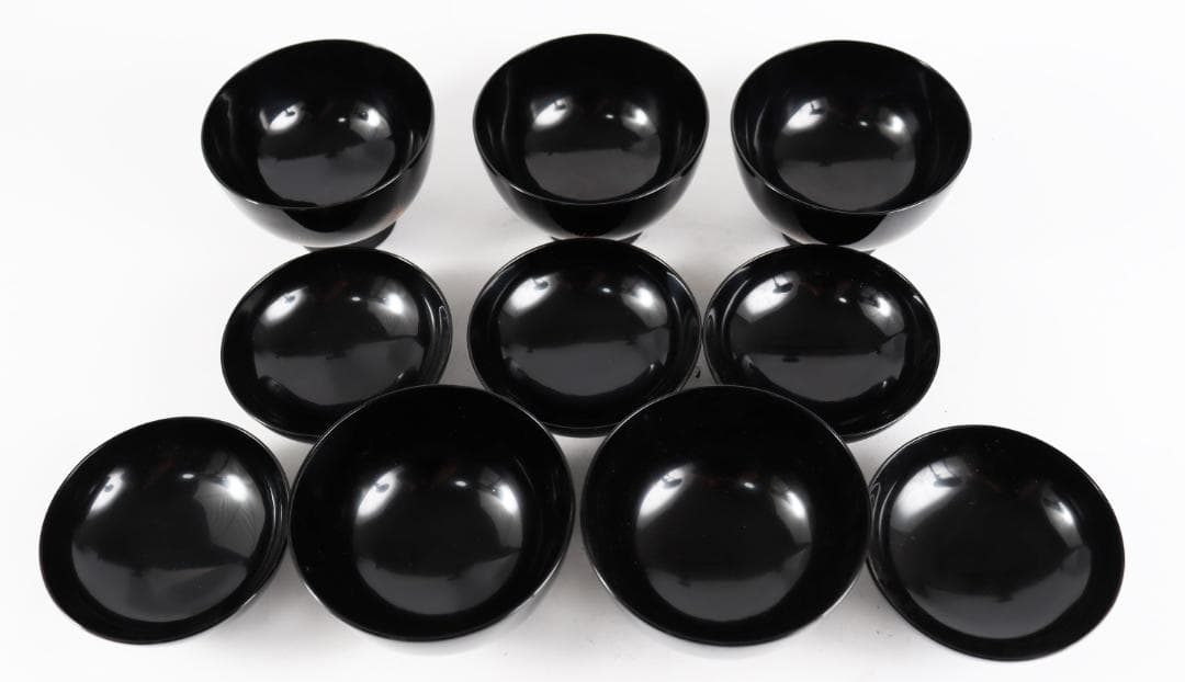 輪島塗 吸物椀 飛花沈金 高出英次　黒 5客　天然漆 天然木