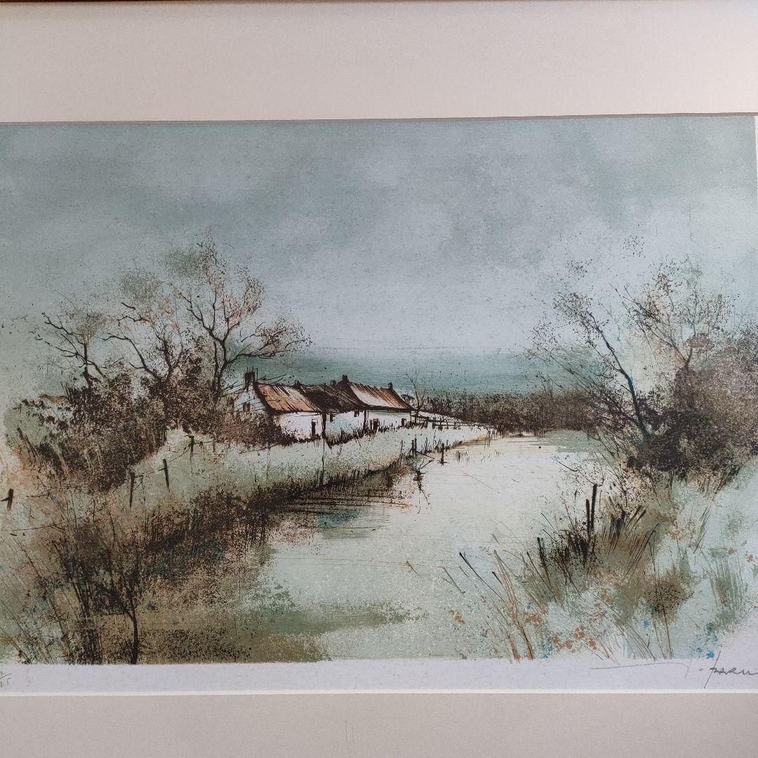 フランソワ·ディザルニー　大判リトグラフ『川岸の家』