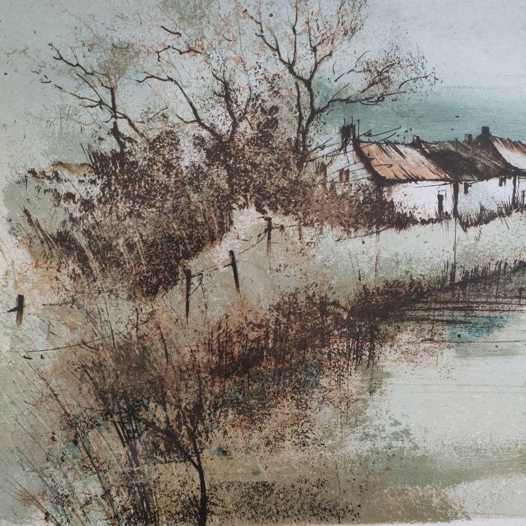 フランソワ·ディザルニー　大判リトグラフ『川岸の家』