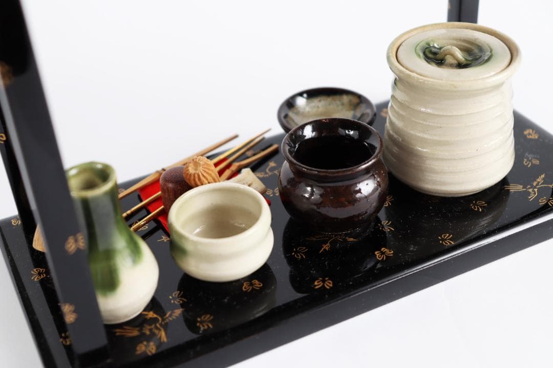 雛人形 蝶鳥蒔絵 茶道具 台子飾 田中彌 京人形 お点前